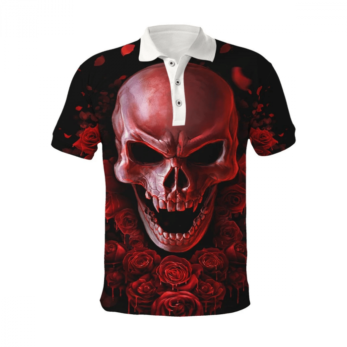 Red Skull Shirt – I Am Who I Am Skull Short Sleeve Polo Shirt