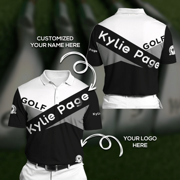 Custom Golf Shirts – Personalized Logo And Name Black And White Polo Shirt For Golfer