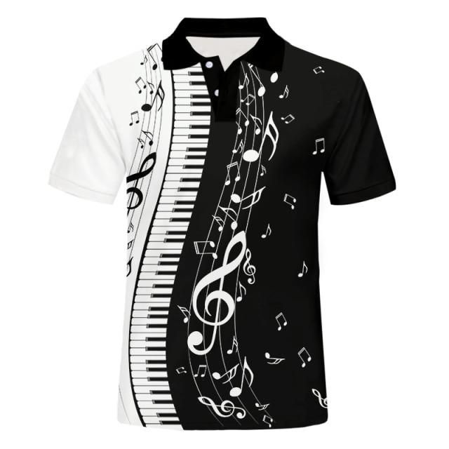 Keyboard Shirt – Beautiful Piano Music Key Notes Black And White Polo Shirt