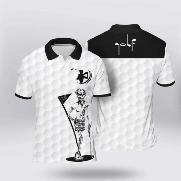 Golf Shirts Design – Golf Ball Texture Mrs Bones Polo Shirt Black For Best Golfers