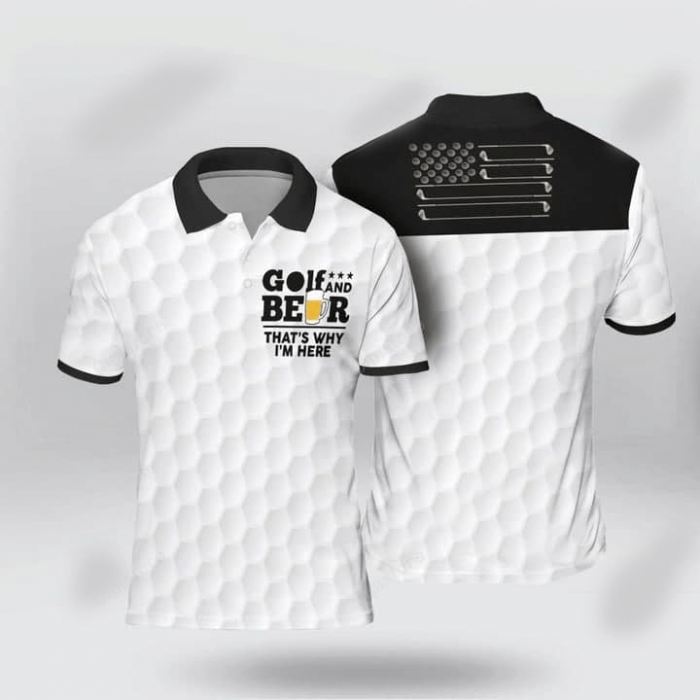 Golfer Shirt – Golf Ball Pattern Golf And Beer Polo Shirt For Men And Women