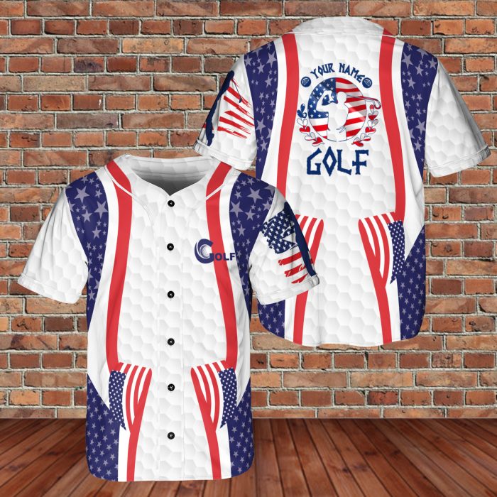 Custom Name United States Summer Golf 3D Baseball Jersey For Golfer Sport Lover