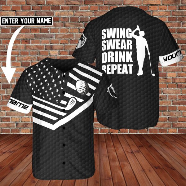 Golf Is Important Choice Playing Golf US Flag 3D BaseBall Jersey