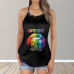 LGBT Pride Different Not Less Rainbow Lips 3D Criss-Cross Tank Top