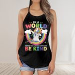 Flip Flop Unicorn Be Anything Be Kind In World Awareness 3D Criss-Cross Tank Top