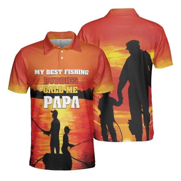Dad Fishing Sea My Best Buddies Call Me Papa 3D AOP Polo Shirt