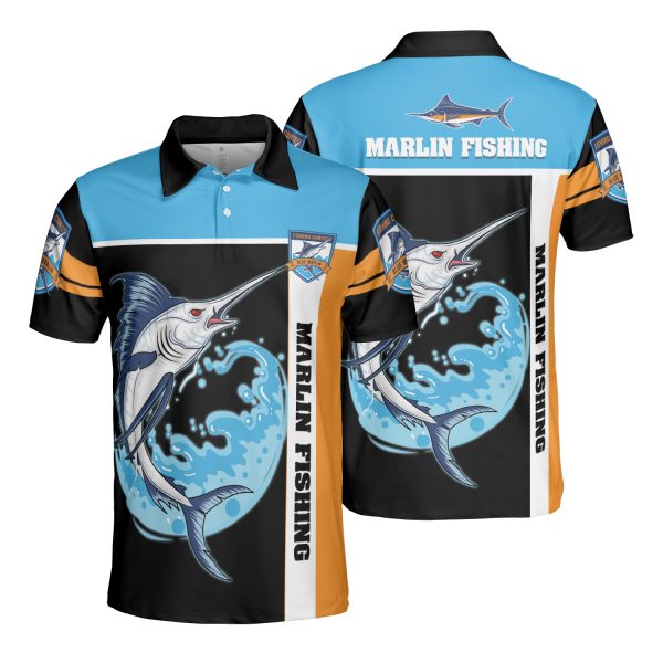 Sea Marlin Fishing 3D AOP Polo Shirt Dad Father ‘s Day Gift