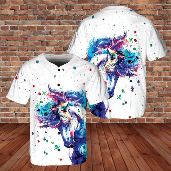 Fate Loves The Fearless Horse Colorful Lover Fabric AOP Baseball Jersey