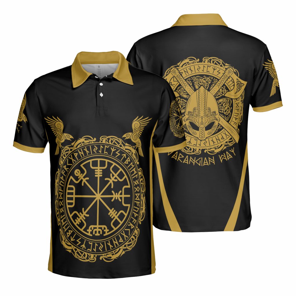 Vikings Muninn Tattoo 3D Aop Polo Shirt Viking Gold Style For Men Gift Shirt