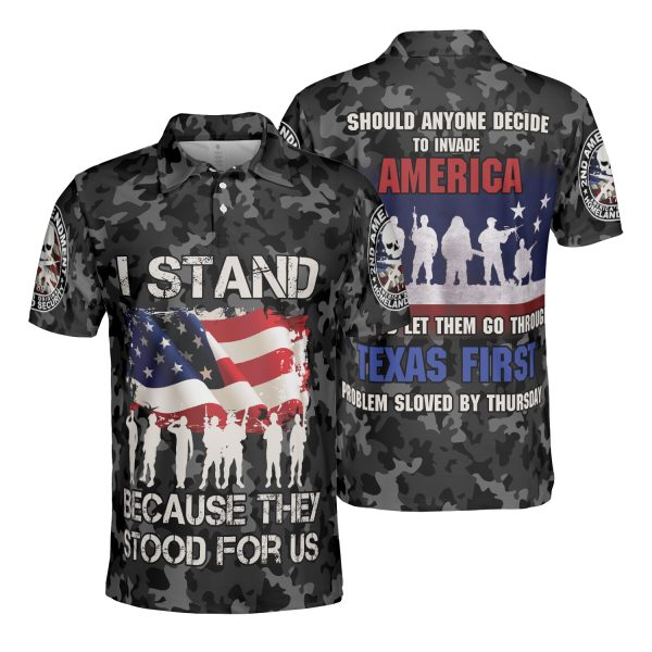Stood For Us Texas Veterans Soldier US Army 3D AOP Polo Shirt