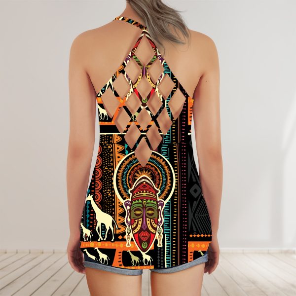 Africa Women Pride Juneteenth AOP Criss-Cross Tank Top