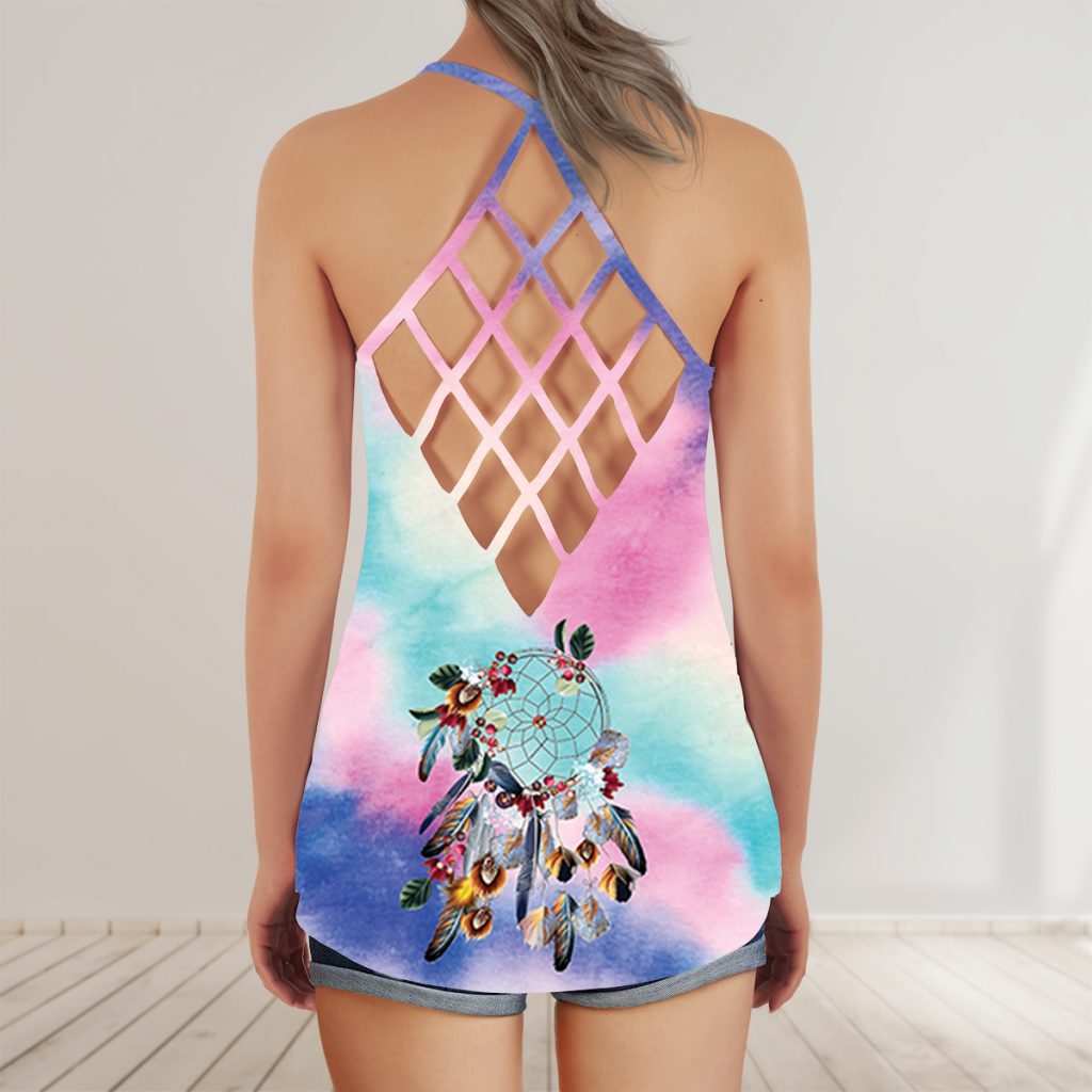 Colorful Dreamcatcher Native American Aop Criss-Cross Tank Top