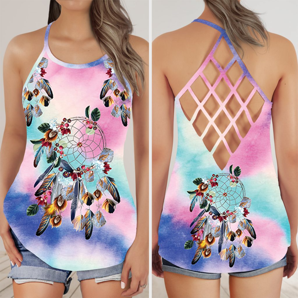 Colorful Dreamcatcher Native American Aop Criss-Cross Tank Top