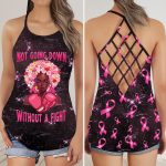 Breast Cancer Awareness AOP Criss-Cross Tank Top Not Going Down Without A Fight