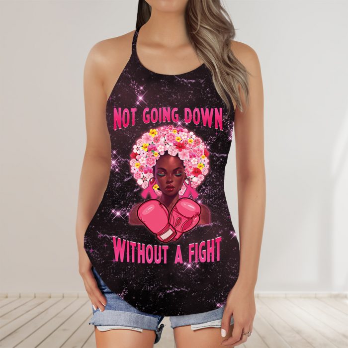 Breast Cancer Awareness Aop Criss-Cross Tank Top Not Going Down Without A Fight