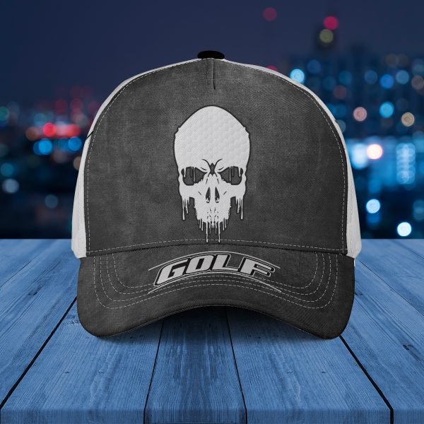Love Golf Skull Black White Snakebitte AOP Baseball Cap Hat