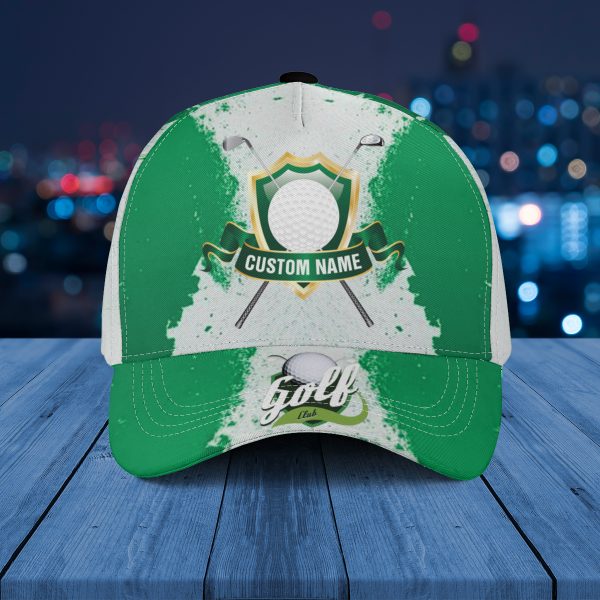 Golf Club Custom Name American Scratched Green/White  AOP Baseball Cap Hat