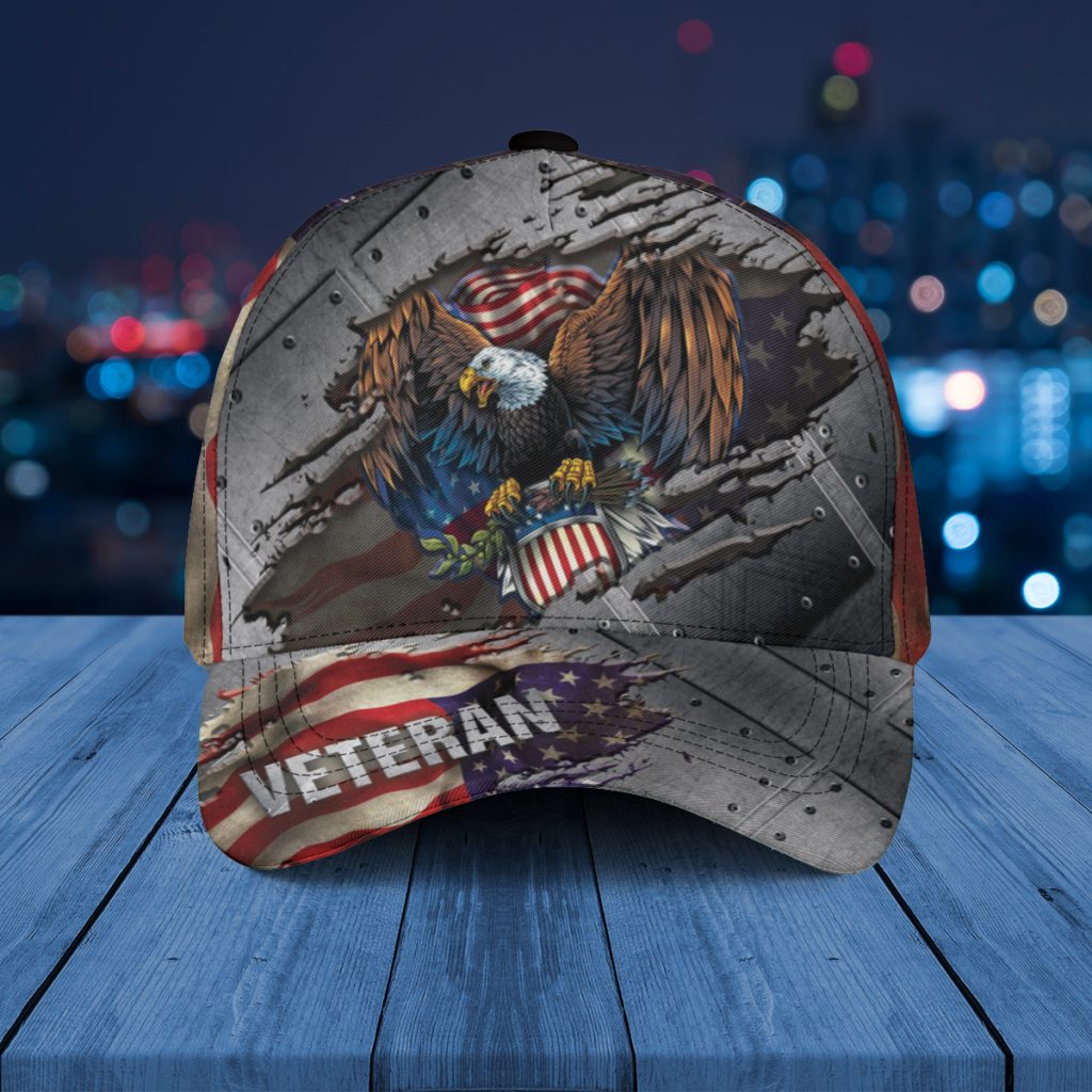 Custom Name Veteran Eagle Us Flag Independent  Aop Baseball Cap Hat