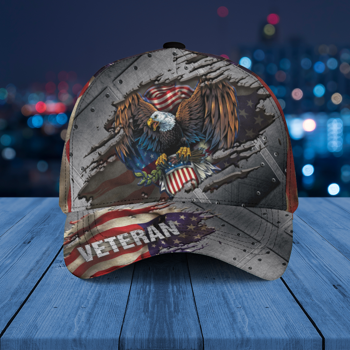 Custom Name Veteran Eagle US Flag Independent AOP Baseball Cap Hat ...