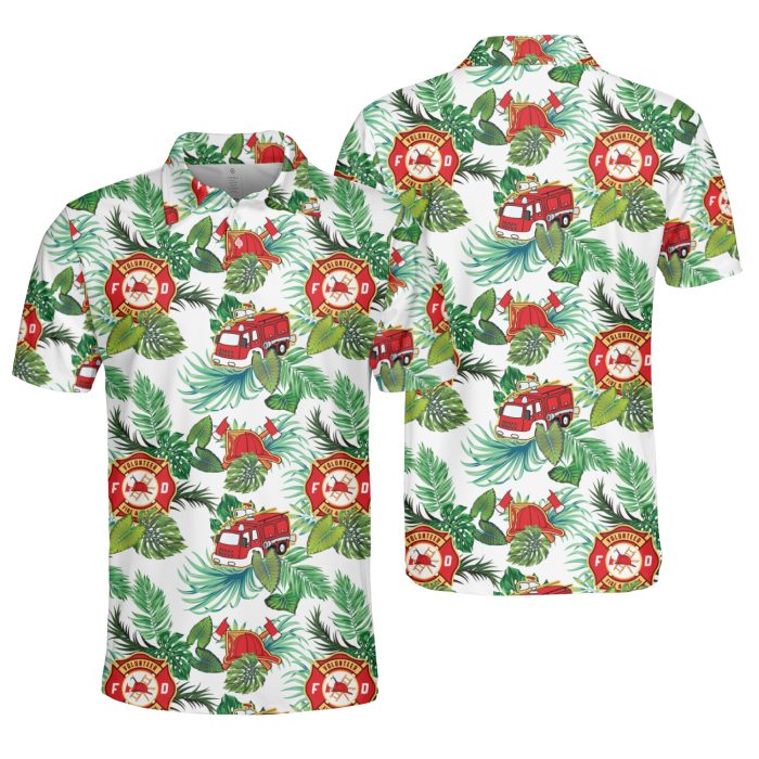 Logo Car Firefighter Hawaii Floral Lover Aop Polo Shirt International Firefighters’ Day