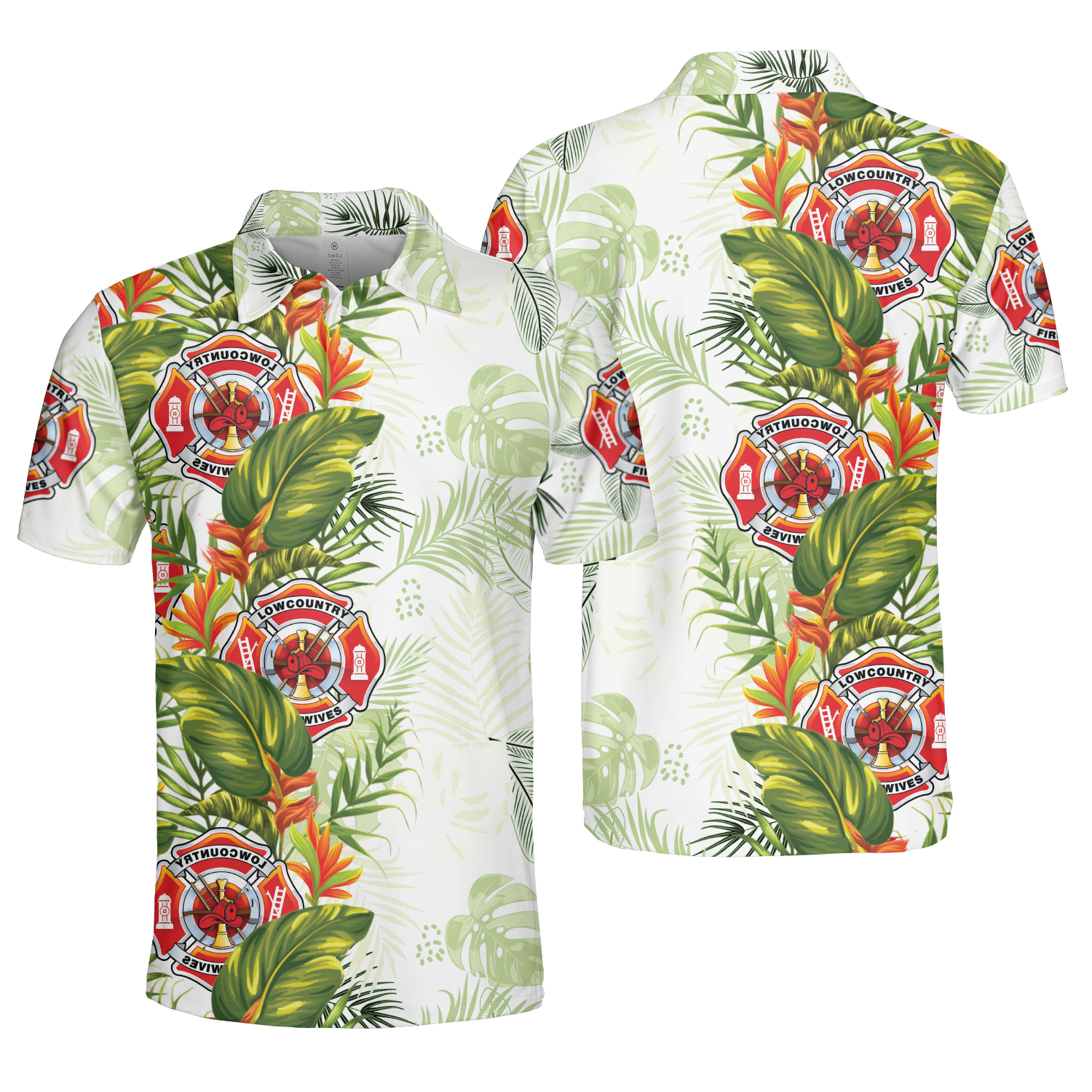 Firefighter Tropical Hawaii Summer Style AOP Polo Shirt Dad Father's ...