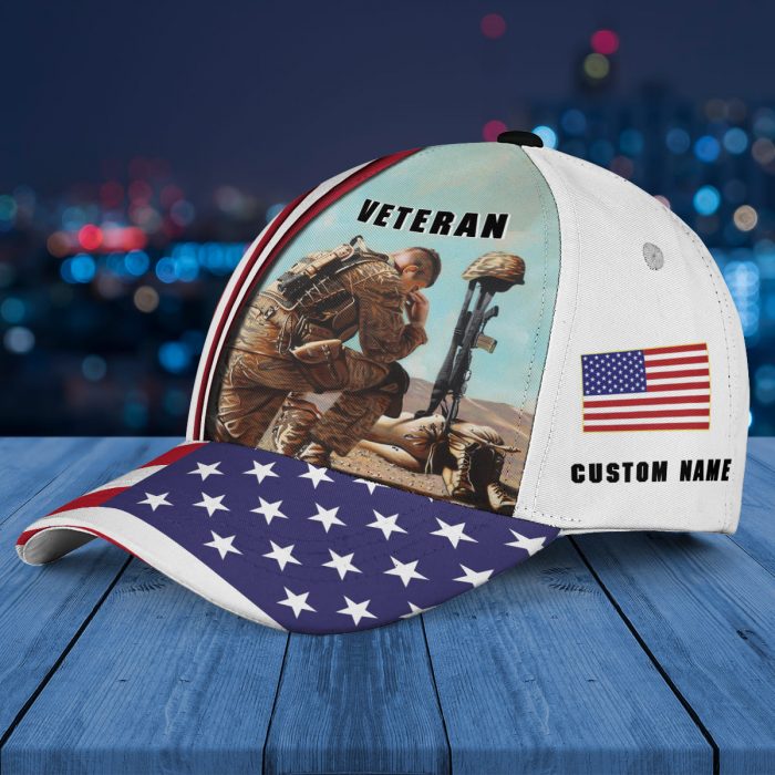 Custom Name Veteran Solidier Us Flag Independent  Aop Baseball Cap Hat