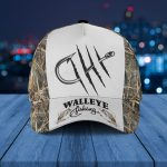 Custom name WallEye Fishing Camo White  AOP Baseball Cap Hat Dad Gift