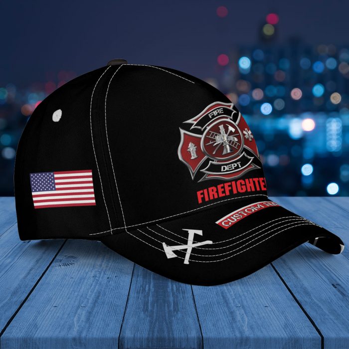 Custom Name Special Person Firefighter  Us Flag Aop Baseball Cap Hat Independent Day