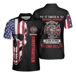 Custom Name Skull US Flag Speical Person Firefighter Care So Little AOP Polo Shirt