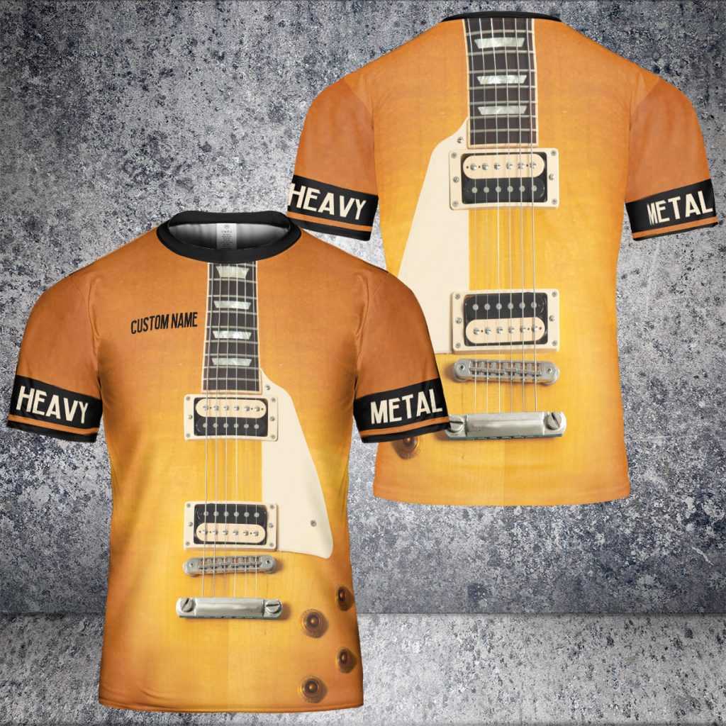 Custom Name Guitar Electronic Gold Style Unisex 3D Aop T-Shirt