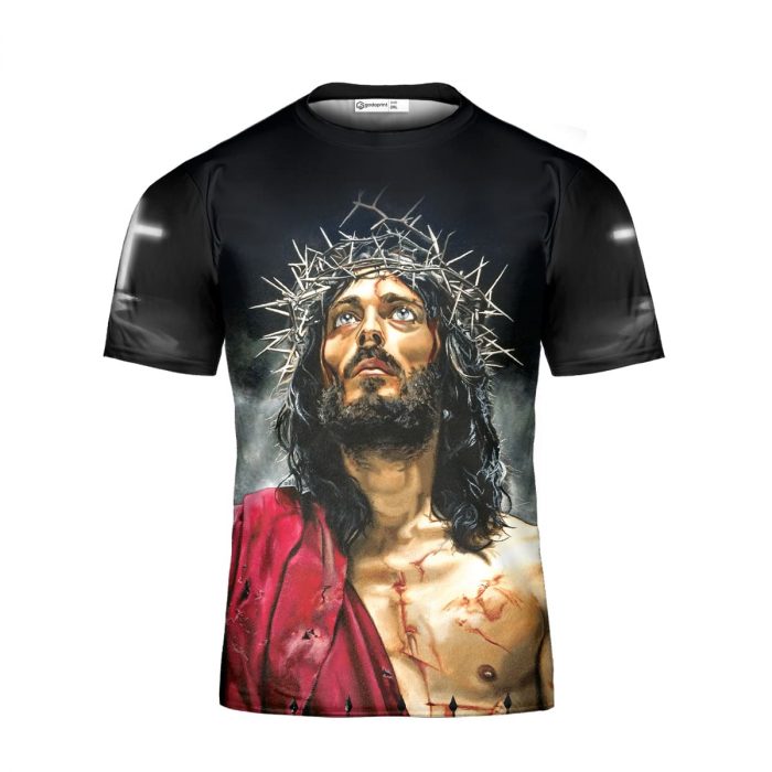 Godoprint Jesus Cross Lion T-Shirt 3D, Way Maker Miracle Worker Promise Keeper Lion Shirt, Christian Shirt Men Gift