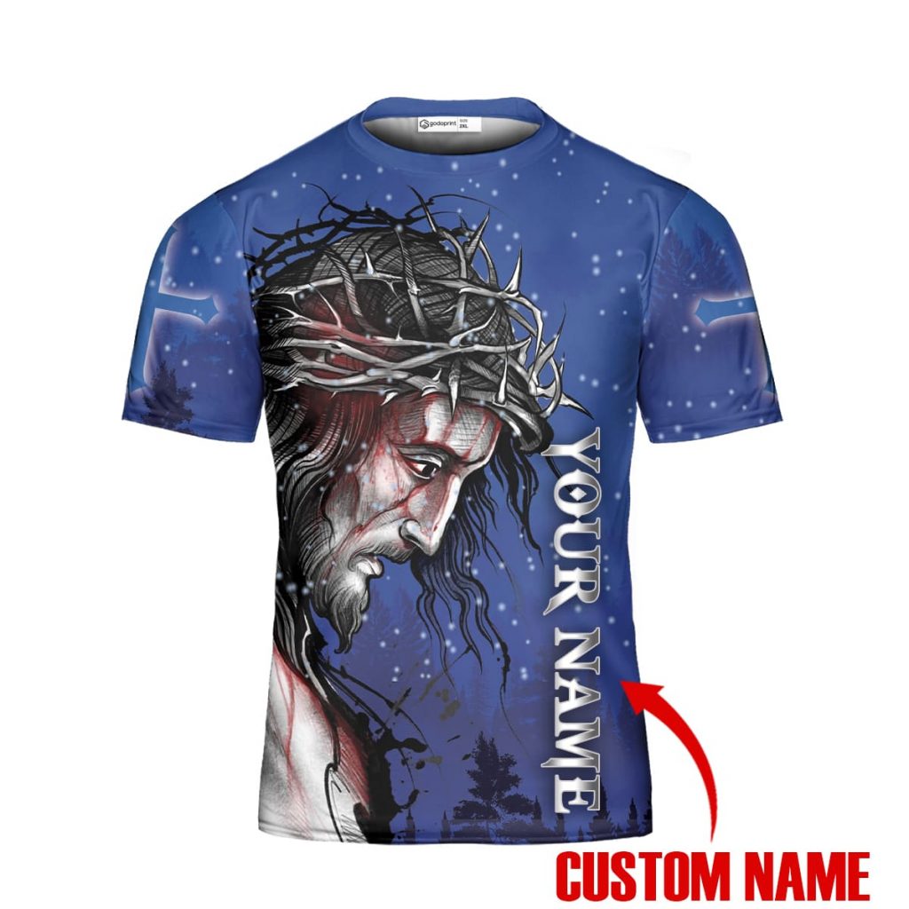 Godoprint Custom Name I Believe In God Jesus T-Shirt 3D, Christ Cross Christian Shirt For Men Women, Love Jesus Gift