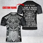 GodoPrint Custom Name Viking Shirt for Men, I Am The Man of The Norse Tattoo Skull Viking T-Shirt 3D, Viking Dad Gift