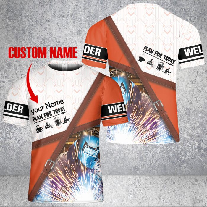 Godoprint Custom Name Funny Welder T-Shirt 3D, Welder Shirt, Welding T-Shirt For Men, Coffee Beer Lovers Welder Gift