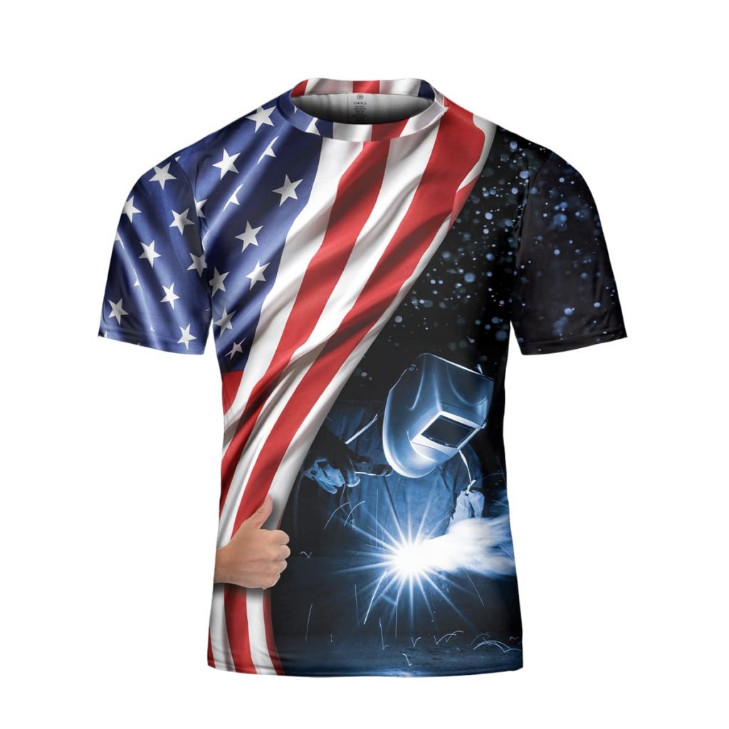 Godoprint Us Flag Welder T-Shirt 3D, On Fire Let Me Finish Welding Shirt, Patriotic American Father Dad Welder Gift