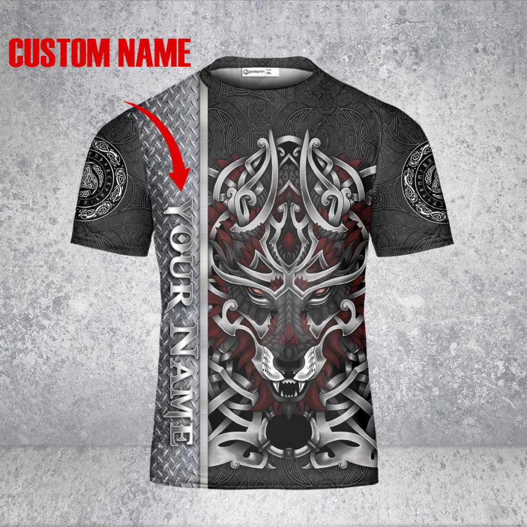 Godoprint Custom Name Better To Be A Wolf Of Odin Than A Lamb Of God Viking T-Shirt 3D, Men’S Viking Shirts