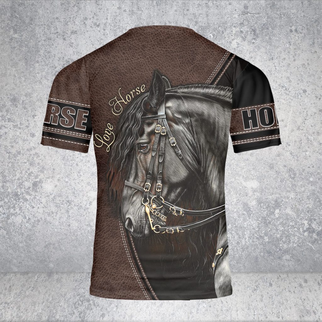 Godoprint Custom Name Stallion Arabian Black Horse Shirt, Aop Horse T-Shirt 3D, Gift For Horse Lover Horse Rider Tee