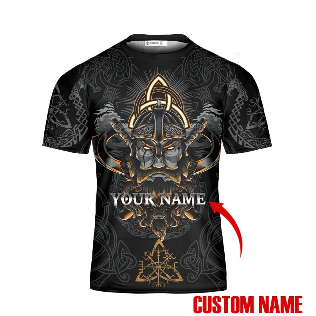 Godoprint Custom Name Viking Warrior T-Shirt 3D, No Mercy Viking Man Shirt, Aop Men’S Vikings Shirt, Viking Dad Gift