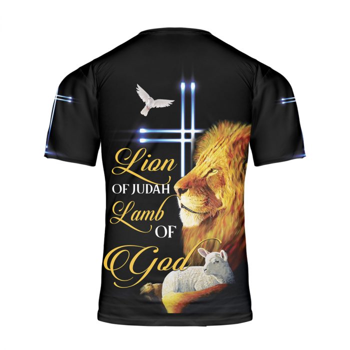 Godoprint Lion Of Judah Lamb Of God T-Shirt 3D, Jesus Cross Lion Shirt, Christian Shirt For Men Women, Christian Gift