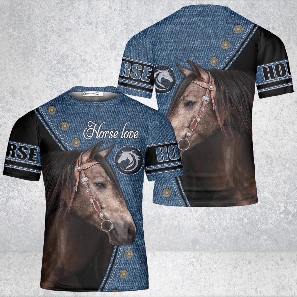 Godoprint Brown Horse T-Shirt 3D, Stallion Arabian Horse Love T-Shirt, Horse Shirt For Women Girls, Unisex Tee Gift