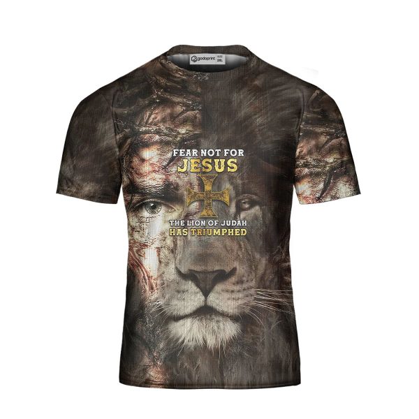 GodoPrint I Believe In God Father Christ Son Lion Jesus T-shirt 3D, Amazing Cross Christian Shirt for Men Women Gift