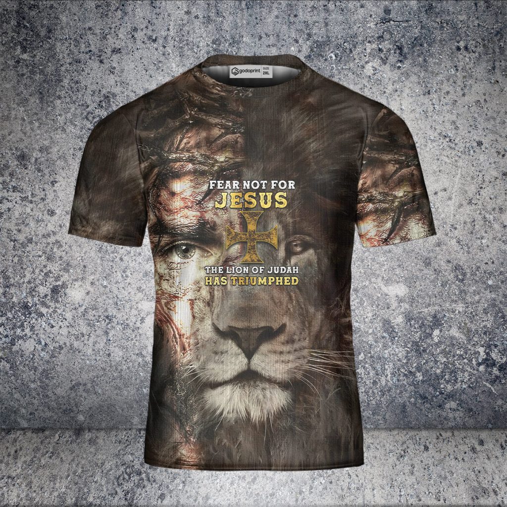 Godoprint Jesus Lion Face 3D Shirt, I Can Do All Things Aop Jesus T-Shirt, Lion Shirt, Christian Shirts For Men Gift