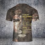 GodoPrint Jesus Lion Face 3D Shirt, I Can Do All Things AOP Jesus T-shirt, Lion Shirt, Christian Shirts for Men Gift