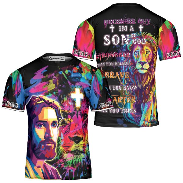 GodoPrint December Guy Son of God Christ Lion T-Shirt 3D, AOP Jesus Shirt for Men, Christian Shirt Gift for Birthday