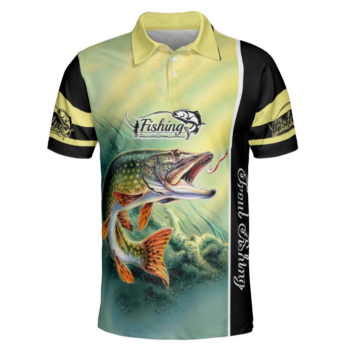 Godoprint Custom Name Trout Fishing On 3D Aop Men’S Polo Shirts Short Sleeve Fishing Shirt, Fisherman’S Polo Shirt