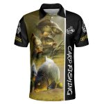 GodoPrint Custom Name Carp Fishing 3D Polo Shirt, Fishing Shirt, Men’s Polo Sport Shirts, Carp Fishing T-Shirt