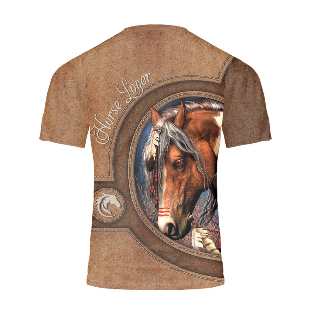 Godoprint Native American Horse T-Shirt 3D, Brown Horse Shirts For Women Girls, Native Pride Indigenous Ethnic Gift