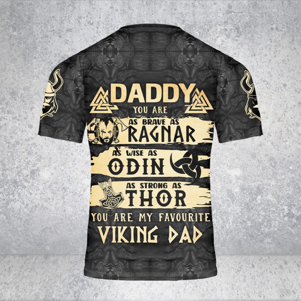 Godoprint Custom Name Best Viking Dad T-Shirt 3D, Norse Mythology Raven Tattoo Viking Shirt, Viking Gift For Father