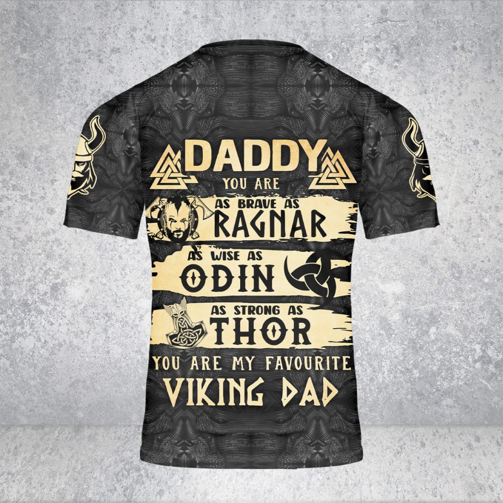 GodoPrint Custom Name Best Viking Dad T-Shirt 3D, Norse Mythology Raven Tattoo Viking Shirt, Viking Gift for Father