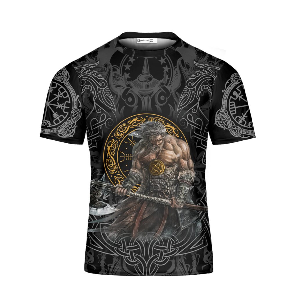 GodoPrint Custom Never Underestimate Old Man Viking T-Shirt 3D, Viking Shirt for Men, Father’s Birthday Vikings Gift